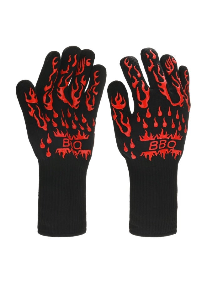 بي بي كيو 1-زوج من قفازات الشواء، قفازات شواء مقاومة للحرارة حتى 1472 درجة فهرنهايت ومقاومة للانزلاق للشواء/الخبز/الطهي [مقاس متوسط، أحمر] - Image 1